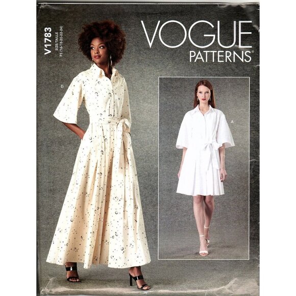 Vogue V1783 Misses 16 to 24 Button Front Dresses Uncut Sewing Pattern - Picture 1 of 2